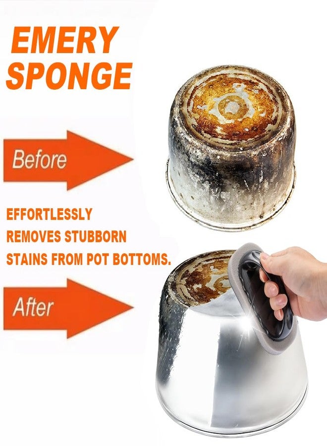 Elfzone Emery Pot Scrubbers - Magic Sponge Brush with Handle,Nano Emery Magic Brush,Scouring Pad,Pot Scrubber,Cleaner Tool,Household Cleaning,Pot Cleaner for Bottom of Pans (8pcs) - Image 2